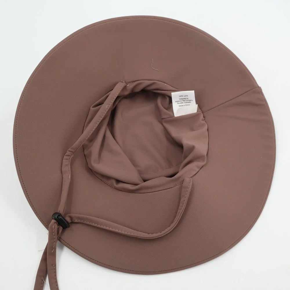 Wallaroo Hat Company Aqua Hat Womens OS Brown Lycra Wide Brim Sun Hat Chin Strap